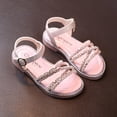 thumbnail image 4 of GYRATEDREAM Toddler Little/Big Kid Flat Dress Open Toe Rhinestone Sandals For Girls, 4 of 13