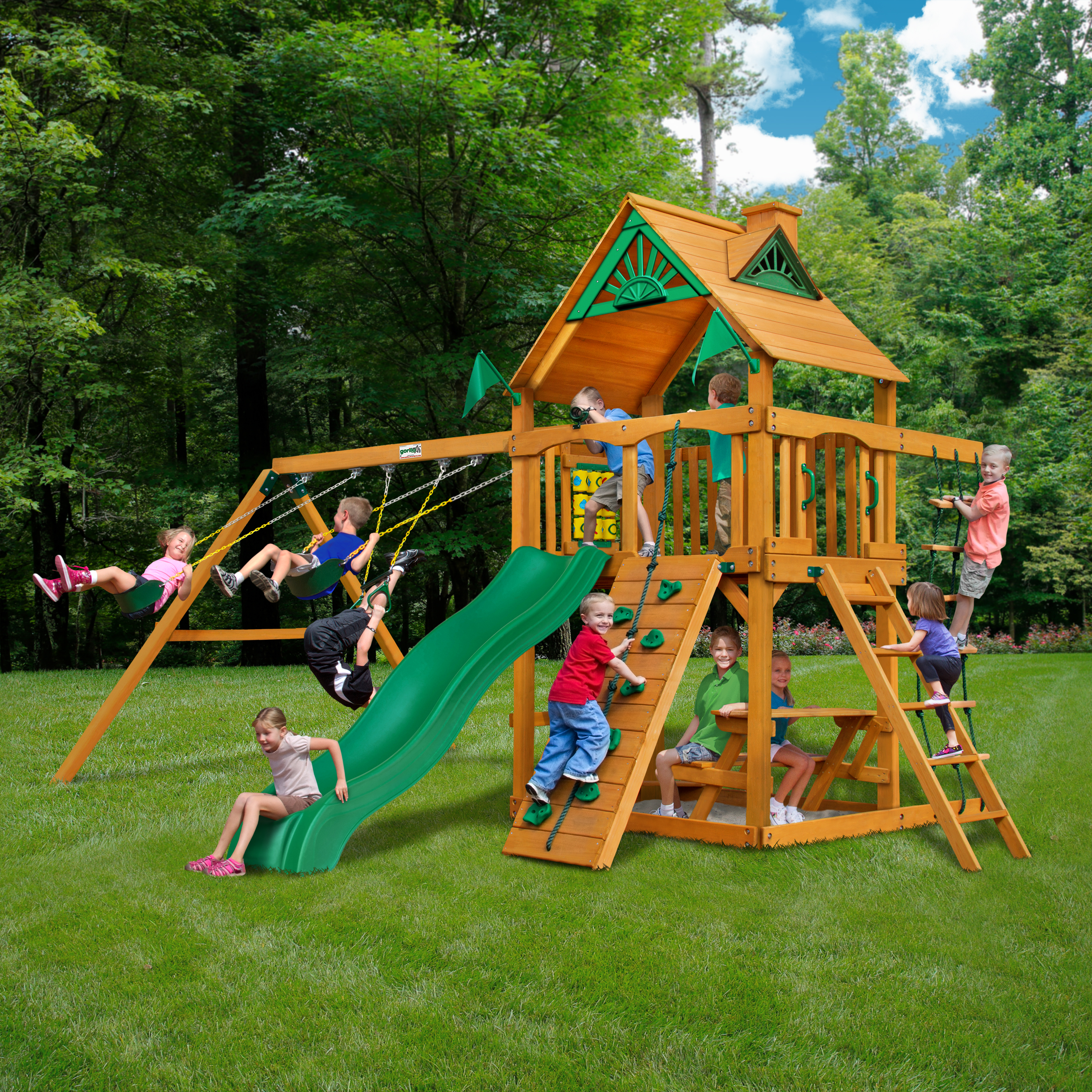 Gorilla Playsets Chateau Cedar Swing Set with Natural Cedar Posts - image 3 of 15