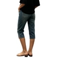 thumbnail image 6 of TEAJOPSUU Capri Jeans for Women Mid Rise Roll Hem Straight Leg Denim Pants Casual Summer Button Zipper Stretchy Capris Blue, 6 of 7