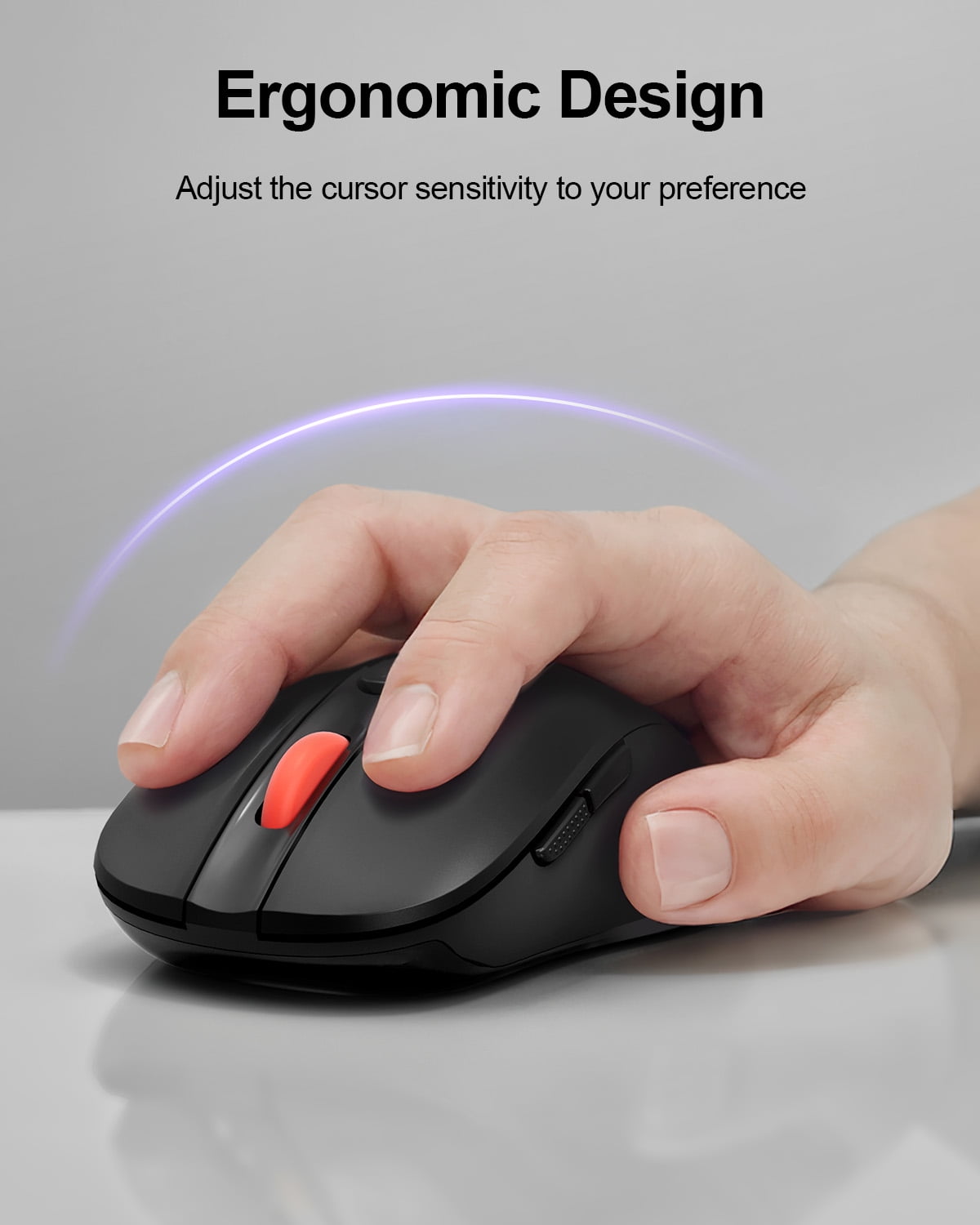 wegear 2.4G Wireless Mouse, Ergonomic Design, 5-Level Adjustable 4000 DPI, 6 Buttons, Portable for PC, Windows, Mac,XP