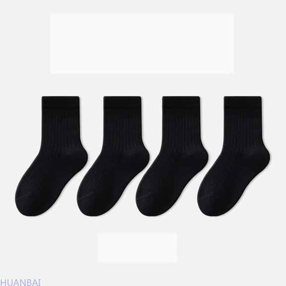 HUANBAI Soft Kids Crew Socks For Girls Everyday Comfortable School Ankle Socks With Non Grip For Toddler Children Non Athletic Play Socks / Black(5-8 Years)