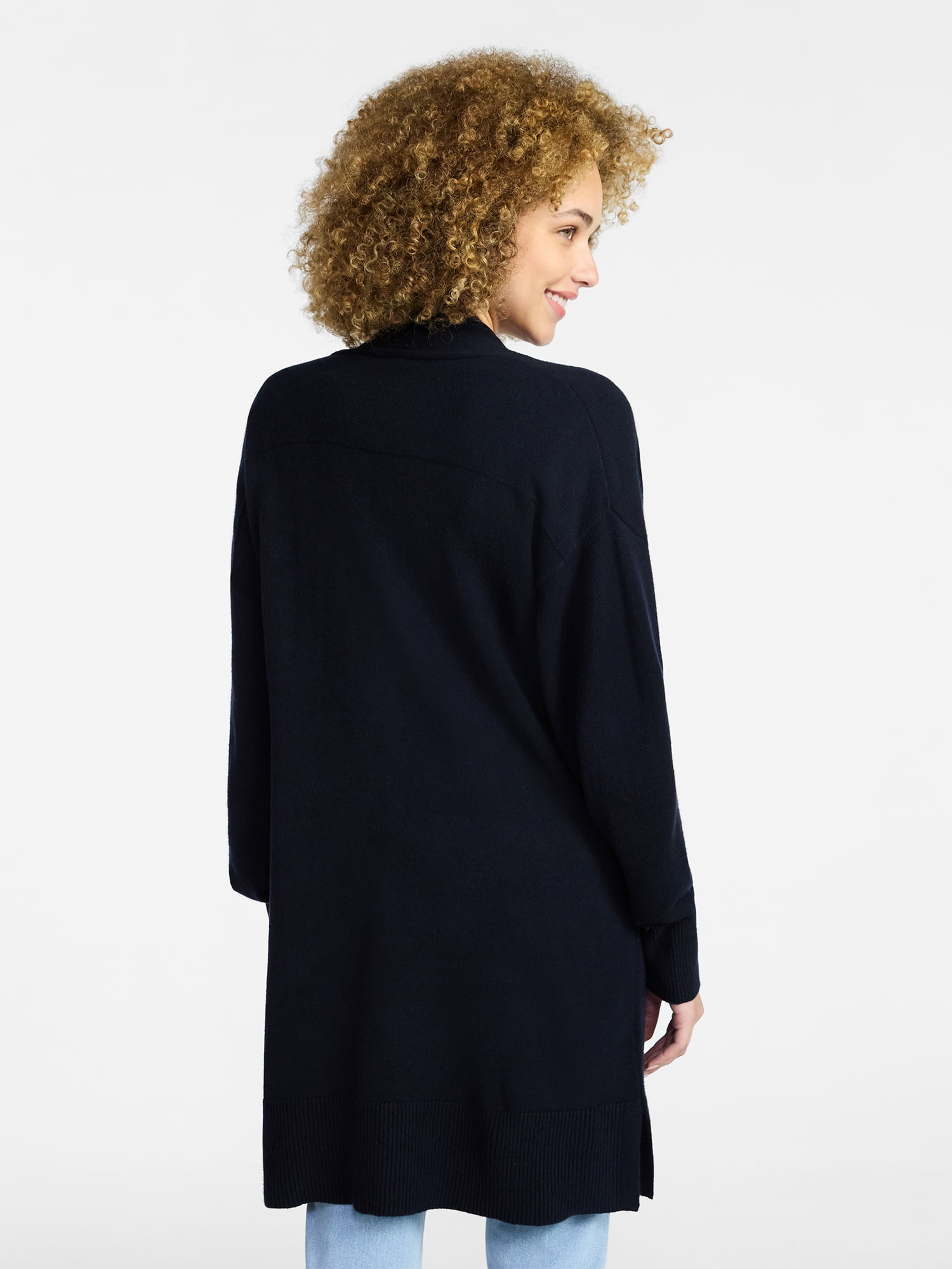 Time and Tru Women's Long Open Front Cardigan Sweater with Long Sleeves, Sizes XS-XXXL