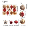 thumbnail image 3 of Juego de bolas navideñas coloridas pintadas a mano | 12 adornos colgantes de plástico para árboles de Navidad y fiestas, 3 of 5
