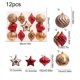 thumbnail image 3 of Juego de bolas navideñas coloridas pintadas a mano | 12 adornos colgantes de plástico para árboles de Navidad y fiestas, 3 of 5