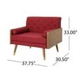 thumbnail image 5 of Benjara Lita Wide Accent Club Chair, Button Tufted, Red Fabric, Brown Frame, 5 of 5