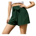 thumbnail image 2 of Asklazy Women's Casual Wide Leg Shorts Without Pockets High Waisted Tie Knot Ruffle Summer Shorts ,US Size,Dark GreenXXL, 2 of 15