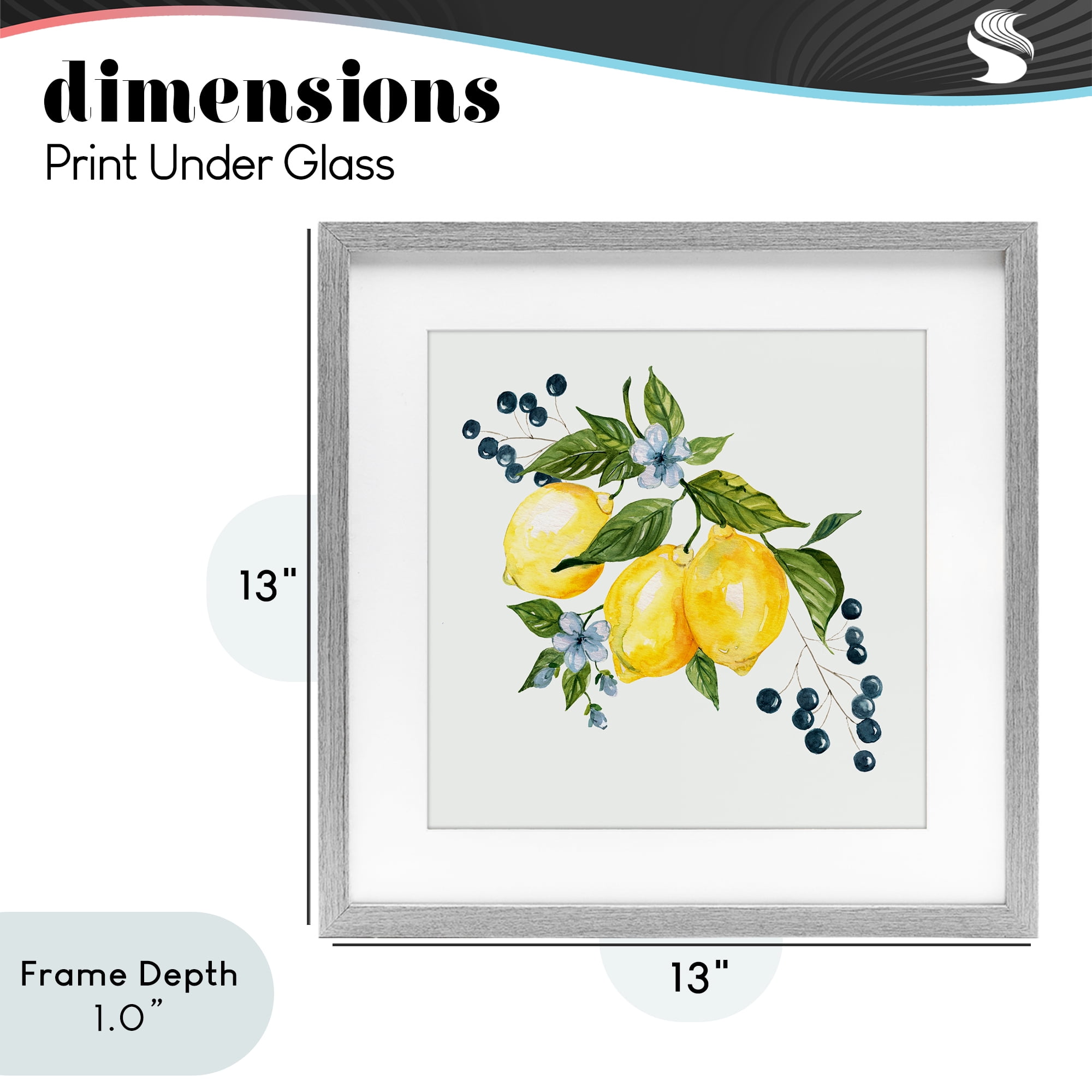 Stupell Industries Lemons with Blossoms & Berries Gray Framed Print Under Glass, design by Livi Finn