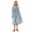 Light Blue, variant on Women's Floral Tie Neck Lantern Sleeve Midi Dress 100% Rayon Fabric for Effortless Everyday Chic and Stylish Weekend