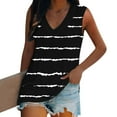 thumbnail image 6 of Brilliant Womens Tank Tops Plus Size Fashion Women's Summer V-Neck Sleeveless Striped Casual Tank Top Blouse (Black,XL), 6 of 6