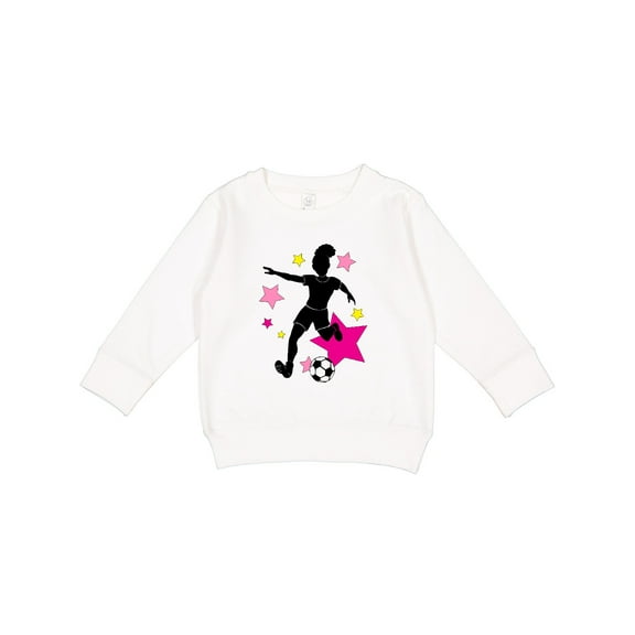 Inktastic Girl Playing Soccer Pink and Yellow Stars Toddler Sweatshirt