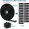 thumbnail image 4 of 5Meters Adjustable Fastening Hook And Loop Straps With 25 Buckles Free Cut Length Cord Straps For Sewing And Cable Wire Manageme Black wide 3cm, 4 of 6