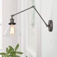 thumbnail image 2 of LNC 1-Light Brushed Gray and Clear Glass Transitional Wall Sconce, 2 of 15