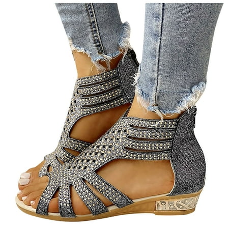 

Cathalem Animal Print Sandals for Women Size 8 Outdoor Fashion Sandals Shoes Zip Women s Leather Sandals for Women Flat Black 36