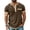 Brown, variant on Mens Henley Shirts Cotton Linen Short Sleeve Casual Summer Basic T Shirt Button Color Block Lightweight Tee Tops with Pocket