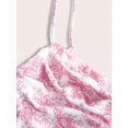 thumbnail image 4 of Pink Floral Print Ruffle Spaghetti Strap Mini Dress For Women, 4 of 5