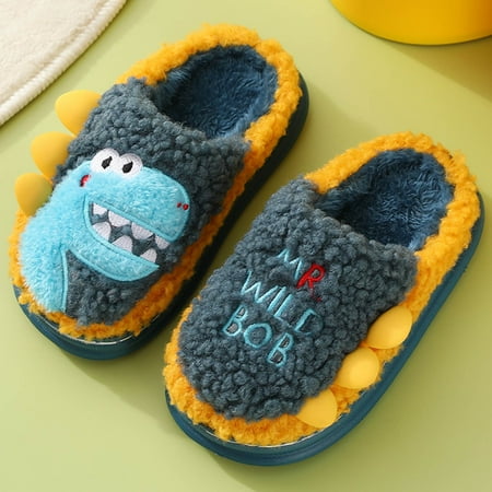

Slippers Home Slippers Warm Dinosaur House Slippers For Men Winter Indoor Shoes