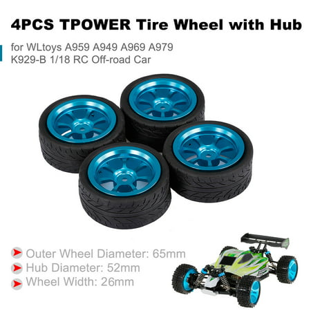 4PCS TPOWER Tire Wheel with Hub for WLtoys A959 A949 A969 A979 K929-B 1/18 RC Off-road (Best Car Tires For The Money)