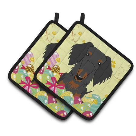 

Caroline s Treasures Easter Wire Haired Dachshund Pair of Pot Holders