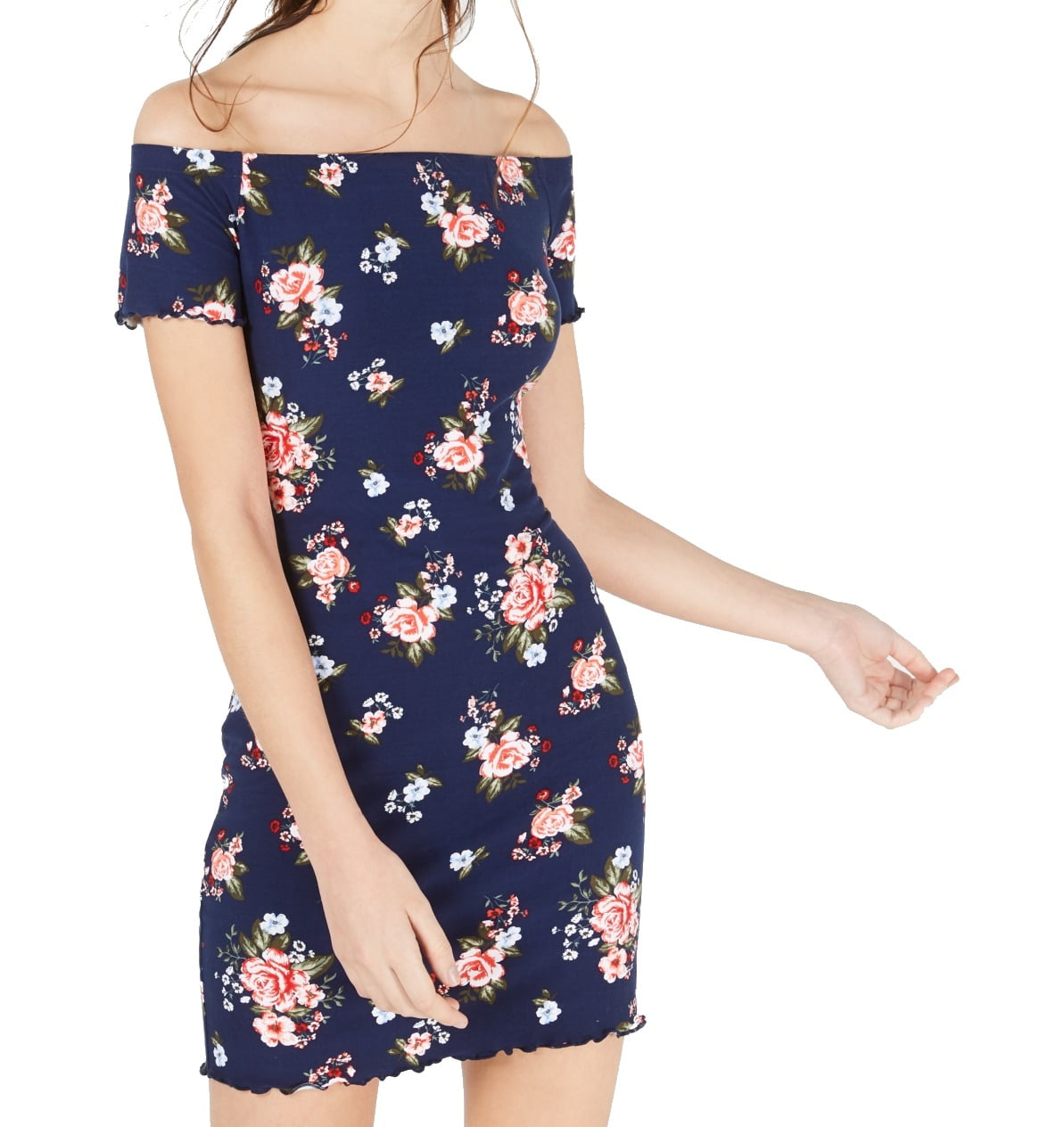 off the shoulder lettuce edge dress