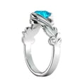 thumbnail image 6 of 1 CT Blue Topaz Ring 14K White Gold Flower Leaves Leaf, 6 of 7