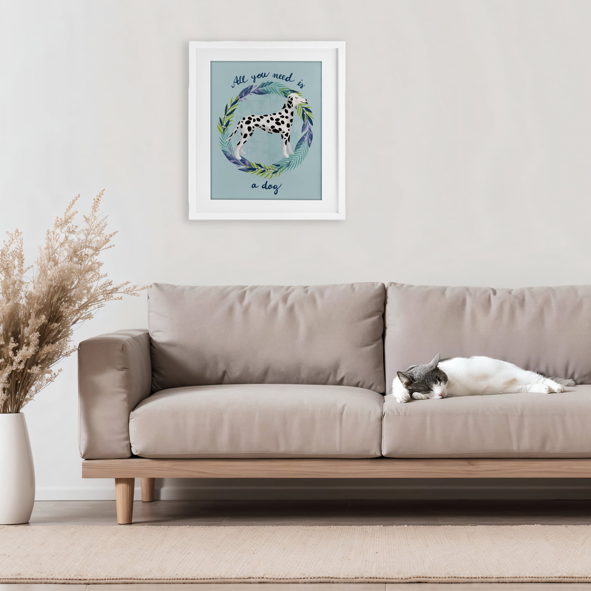 Stupell Industries All You Need Is A Dog White Framed Print Under Glass, design by Metka Hiti