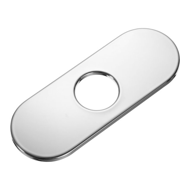 Cubierta de agujero para grifo de fregadero de 6 pulgadas, placa de cubierta de grifo ovalada de acero inoxidable, plateada
