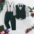 thumbnail image 2 of FAOWME Child Stylish Boys Elegant Red And Green Vest Outfits For Toddler Gentlemen Formal Party Wear Holiday Celebration Attire Clothes Sets Breathable O-Neck Dailywear, 2 of 4