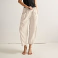 thumbnail image 2 of Women's Summer Shorts Linen Wide Leg Pants Loose Elastic Waisted Ankle Trousers Barrel Beach Pant Slacks Trendy Casual Shorts with Pockets S-3XL, 2 of 6