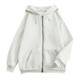 thumbnail image 5 of Huankd Sweatsuits Women 2 Piece Outfit Zip Up Jacket Comfort Jogger Set Fleece Hoodie and Sweatpants Set Matching Sweat Sets White L, 5 of 6