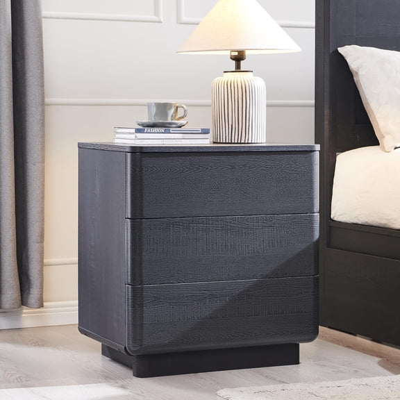 22" 3-Drawer Nightstand with Charging Station, Push-Open Storage End Table