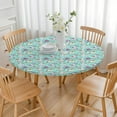 thumbnail image 3 of Blue Cartoon Pegasus Donut Pattern Round Fitted Tablecloth with Elastic Edge,Dining Table Cover Waterproof,Outdoor Round Tablecloth for Camping,Dining,Indoor and Outdoor, 3 of 7