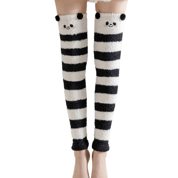 iOPQO Thigh High Stockings, Fluffy Socks, Winter Socks for Women, Long Fuzzy Socks, Long Thigh High Socks, A One Size
