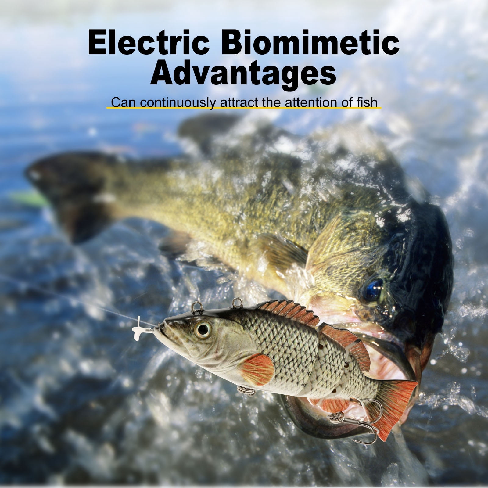 Threns Electric Robotic Fishing Lure USB Rechargeable Robotic Swimming Fishing Lure Multi Jointed Swimbait for Freshwater and Saltwater
