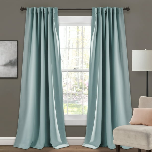 Lush Decor Insulated Back Tab Blackout 95 X 52 Solid Blue 100 Polyester 3 Rod Pocket Pair Window Panel Com Lush Decor Insulated Back Tab Blackout, White Back Tab Curtain Panels