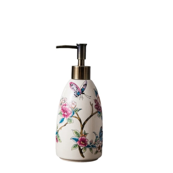 American Retro Ice Crack Ceramic Lotion Dispenser – White, 10oz, Press-Type Pump for Hand Soap or Shampoo
