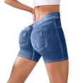 thumbnail image 2 of Holzkary Womens Scrunch Butt Lifting Shorts Faux Denim Gym Booty Shorts Seamless High Waist Workout Yoga Biker Jean Shorts scrunch butt shorts Blue M, 2 of 8