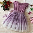 thumbnail image 4 of ATOGUTA Girls Tutu Dress Summer Ruffle Sleeve Party Tulle Dresses Purple, Size 3T-8, 4 of 5