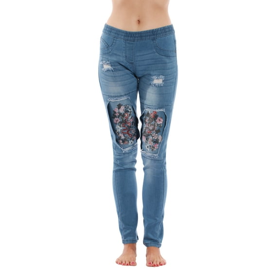 Just Love Denim Wash Ripped Jeggings for Women