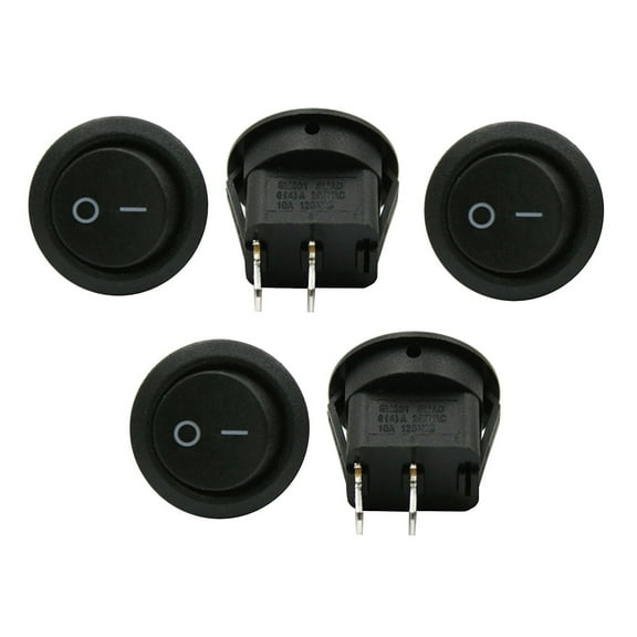 5 PACK 6A 250V 10A 125V SPST ON/OFF 2 POSITION MINI ROUND ROCKER SWITCH 12V