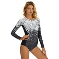 thumbnail image 4 of Women's Rash Guard Long Sleeve Shorty Swimsuit Surfing Suit One Piece Monokini Swimwear S-XXL, 4 of 6