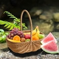 thumbnail image 2 of Picnic Basket,Harvest Basket,Wicker Basket with Handle,Handmade Woven Fruits Vegetable Storage,Garden Baskets for Gathering Vegetables,Flower Girl Baskets for Wedding, 2 of 6