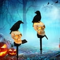 thumbnail image 2 of BKBP 2PCS Outdoor Solar Lights, Crow Solar Lights Outdoor Waterproof Halloween Skull Lights with Stakes Solar White Crow Light Garden Decor for Yard, Lawn, 2 of 8