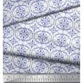 thumbnail image 2 of Soimoi Blue Rayon Fabric Moroccan Damask Printed Fabric 1 Yard 56 Inch Wide, 2 of 3