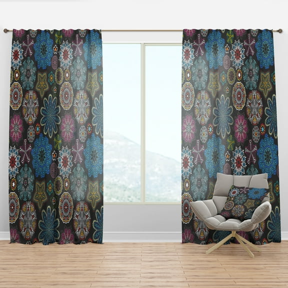 Designart 'Multicolored Ornate Floral Texture' Bohemian & Eclectic Curtain Panel