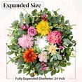 thumbnail image 4 of Yastouay Spring Wreaths for Front Door, 24"Colorful Flowers Wreath with Rose Peony for Wall Porch Home Decor, 4 of 9