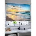 thumbnail image 5 of Ocean Sunrise Sunset Sheer Curtains 2 Panels Set Beach Waves Sea Scenery Lihgt Filtering Rod Pocket Voile Drape, Semi Sheer Window Curtains for Bedroom Living Room, 52"x54", 5 of 5