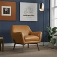 thumbnail image 3 of Camille Furniture Style Wide Top Leather Accent Armchair in Cognac Tan, 3 of 6