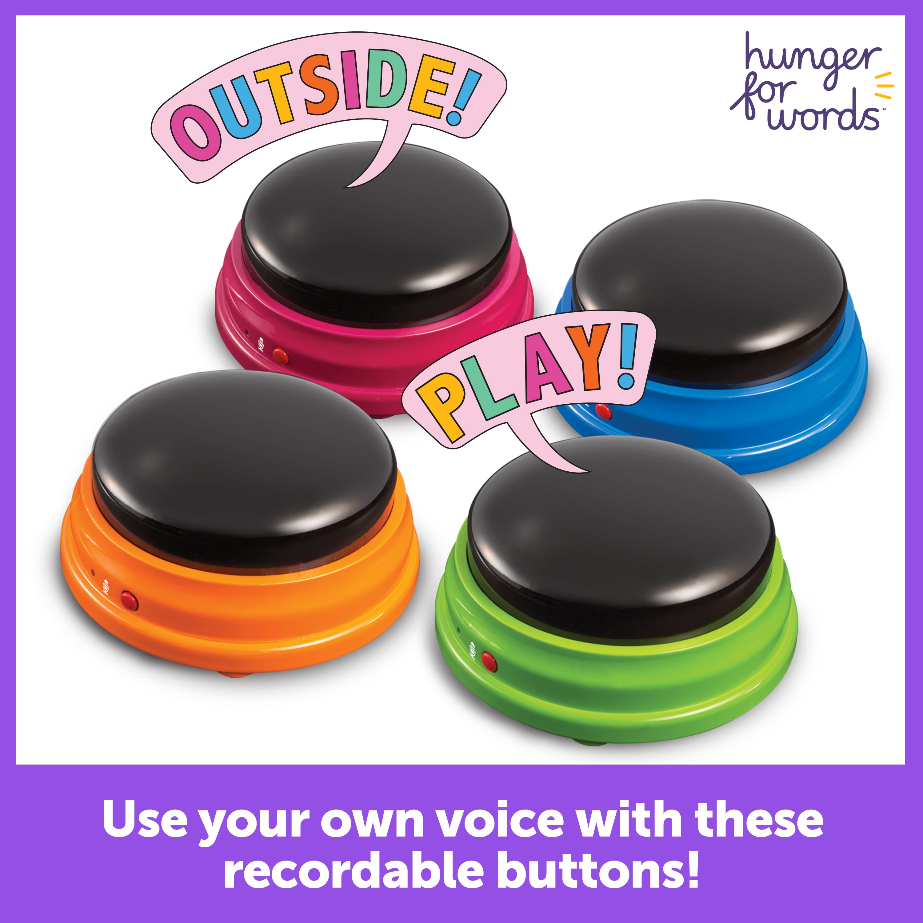Hunger For Words Talking Pet Starter Set Recordable Buttons for Dog Training  4 Pack