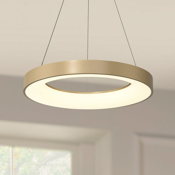 Possini Euro Design Cafferty Sanded Gold Ring Pendant 23 1/2" Wide Modern Dimmable LED Fixture for Dining Room Kitchen Island