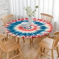thumbnail image 3 of Red Blue Tie Dye Flower Round Fitted Tablecloth with Elastic Edge,Dining Table Cover Waterproof,Outdoor Round Tablecloth for Camping,Dining,Indoor and Outdoor, 3 of 7